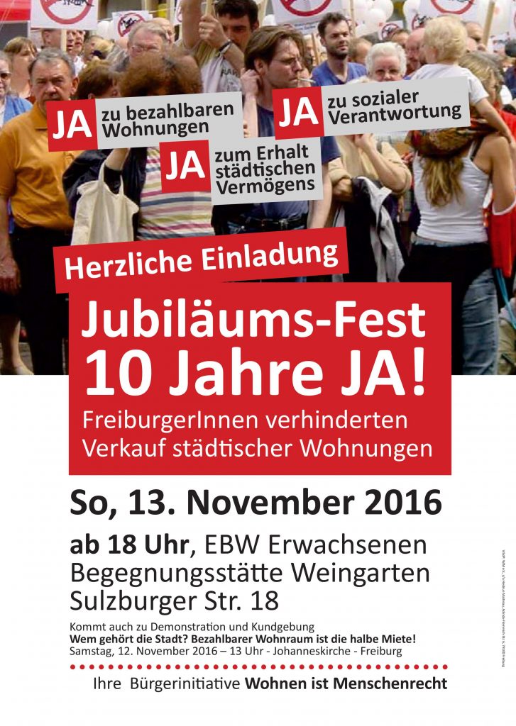 10 Jahre JA - Freiburger verhinderten Verkauf städtischer ...